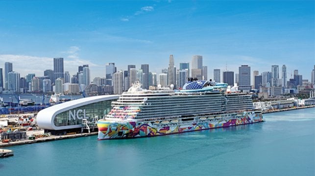 Norwegian Aqua cruise ship at NCL terminal Miami