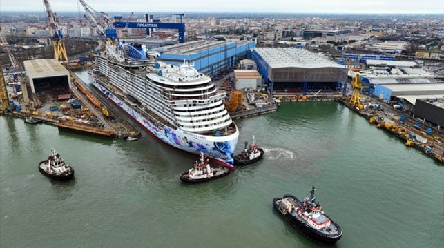 cruise ship floated a builder's yard