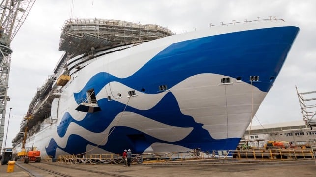 cruise ship in dry dock