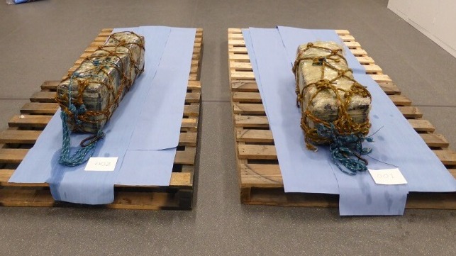 Bales of cocaine recovered from a bulker's sea chest (ABF/AFP)