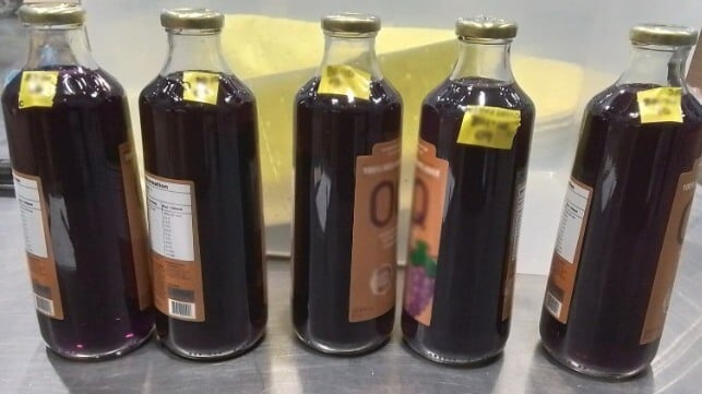 "Juice bottles" full of liquid meth seized in Vancouver, B.C. (CBSA)