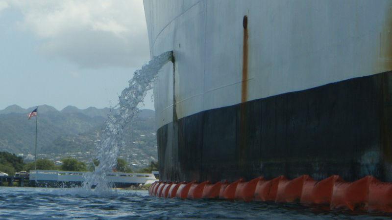 ship discharging ballast water