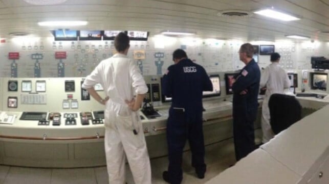 USCG inspectors engine control room