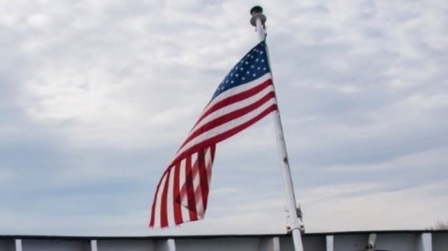 US flag on ship