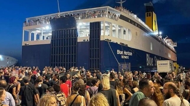 Blue Horizon ferry protestors