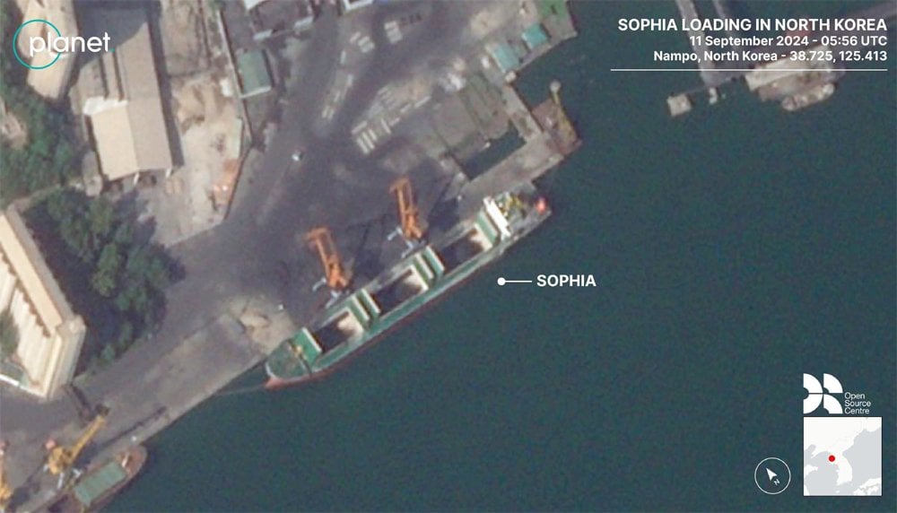 cargo ship docked in North Korea violating sanctions