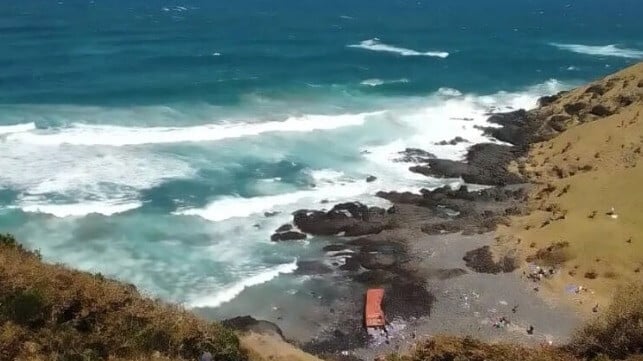 container on beach