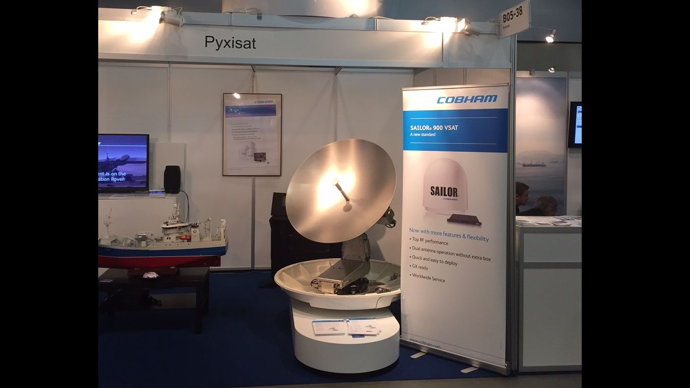 Pyxisat shows Cobham SATCOM's SAILOR 900 VSAT antenna at Nor-Shipping