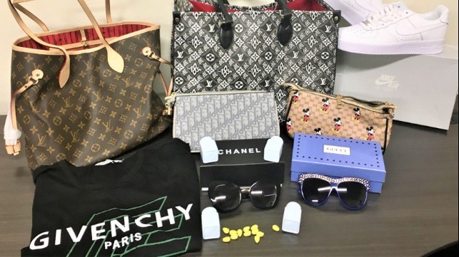fake merchandize seized at Los Angeles and Long Beach