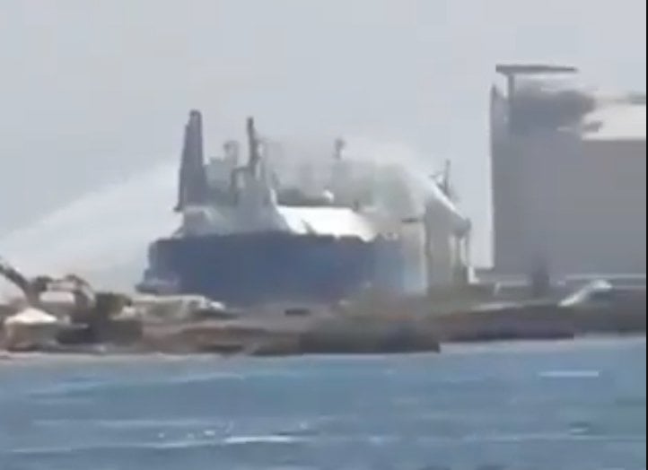 fire on LNG tanker