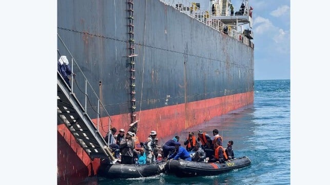 rescued crew transferring from bulker