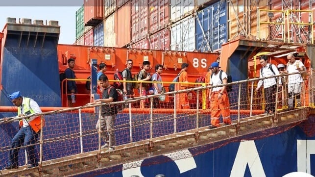 crew from abandoned bulker