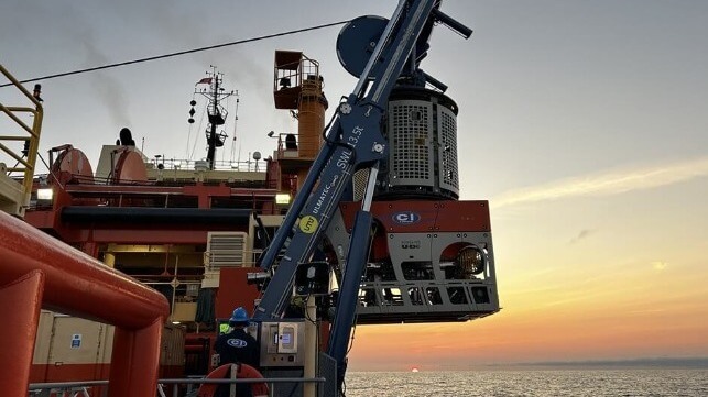 Dino Chouest launches an ROV at the Titanic wreck site, July 17 (RMS Titanic, Inc.)