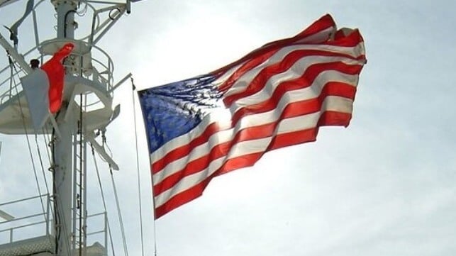 U.S. flag on USNS Mercy file image