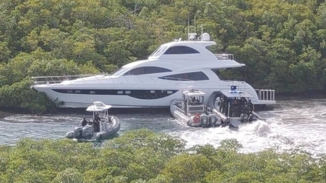 Police intercepted the stolen yacht and forced it into a mangrove swamp to halt it (Martin County Sheriffs Office)