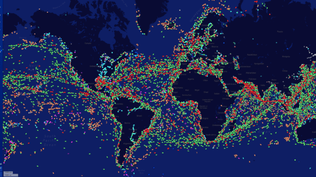 AIS tracking on map of the world