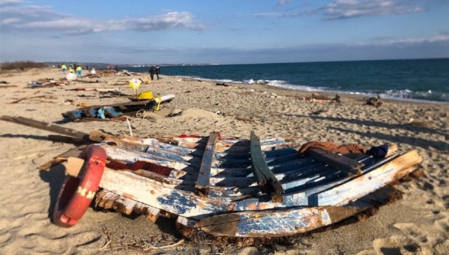 shipwreck debris on beach