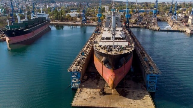 vessel in dry dock