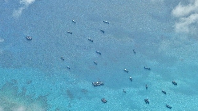 File image: Chinese flotilla at Iroquois Reef, 2003 (Armed Forces of the Philippines)