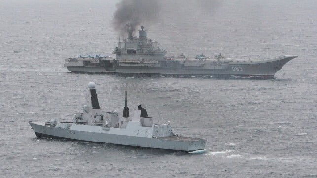 Admiral Kuznetsov (top) circa 2014 (Royal Navy file image)