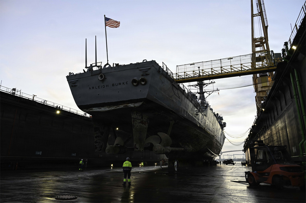 destroyer in dry dock