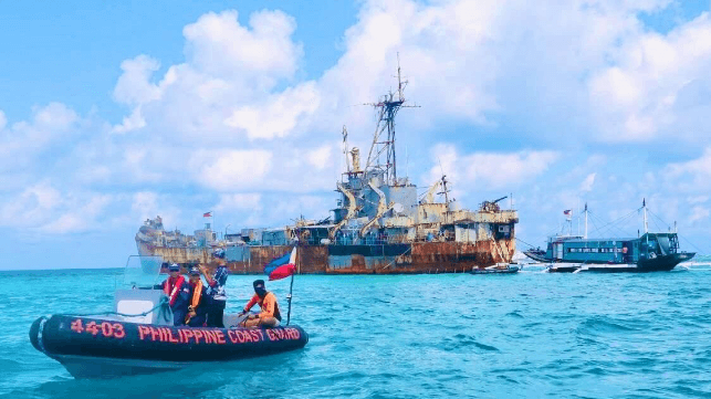 The aging outpost aboard a tank landing ship at Second Thomas Shoal. The AFP has repaired it to last for many more years, four sources told Bloomberg (file image courtesy Jay Tarriela / PCG)