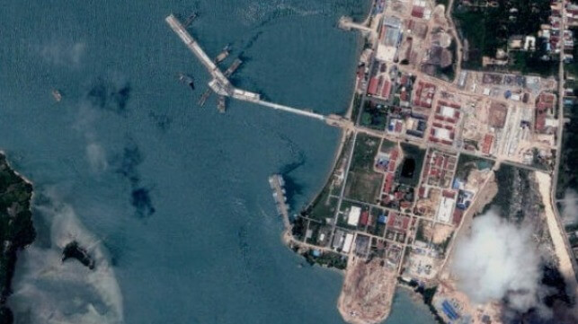 Chinese construction works under way at Ream Naval Base, 2024 (Blacksky)