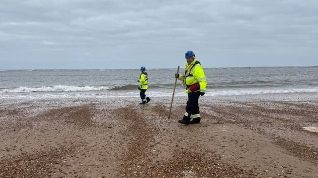 looking for plastics on UK shoreline