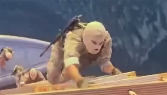 Iranian forces boarding containership