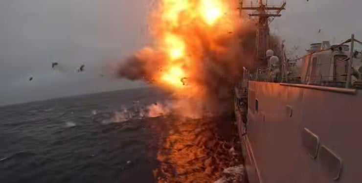 SINKEX explosion on frigate