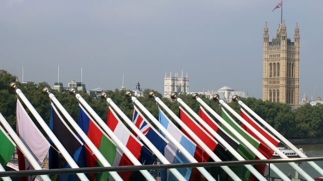 IMO flags and London skyline