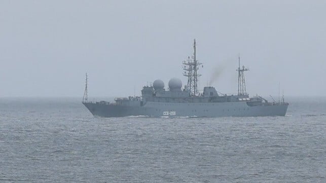 The Russian Navy signals intelligence ship Kurily (USCG)