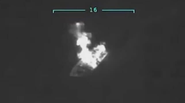 A suspected smuggling boat burns off Venezuela, Sept. 2 (Courtesy of the White House)