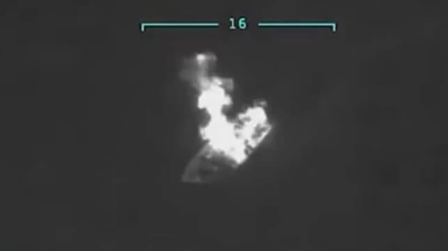 Burning smuggling boat