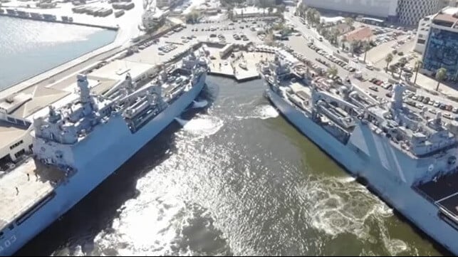 TCG Bayraktar and TCG Sancaktar on a relief mission after the 2023 floods in Libya (Turkish Ministry of Defense) 