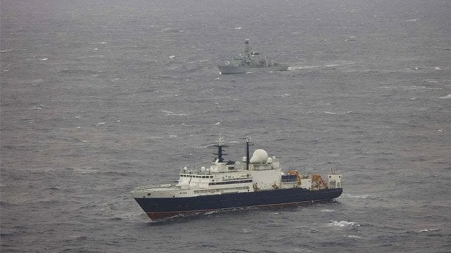 UK tracking Russian spy ship