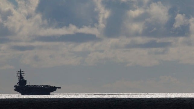 U.S. Navy carrier transits the strategic Strait of Luzon, the gap between Taiwan and the Philippines (USN file image)