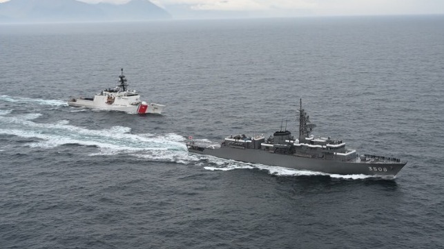 US Coast Guard and Japanese Navy joint training off Alaska 