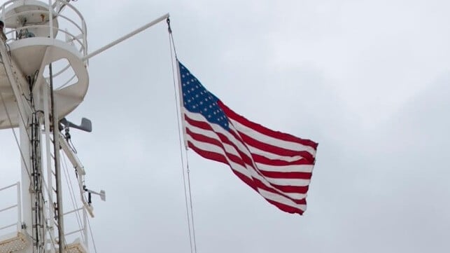 U.S. flag on USNS Mercy file image