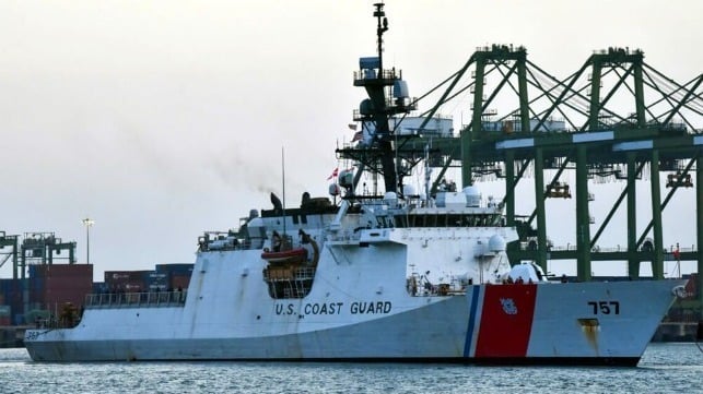 USCG cutter in port