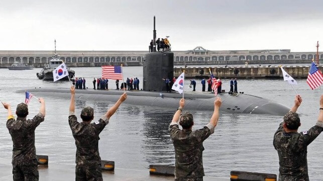 USS Annapolis pulls into the South Korean naval base at Jeju Island, July 24 (Korean Ministry of Defense)