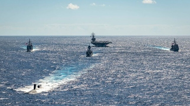 The carrier USS Ronald Reagan with U.S. and Australian escorts, July 26, 2023 (USN)