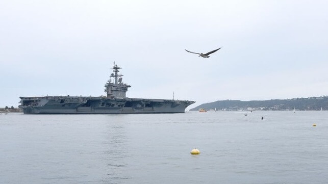 USS Theodore Roosevelt departs San Diego in advance of Tropical Storm Hilary (USN)