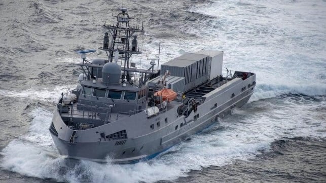 USV Ranger at RIMPAC 2022 with containerized payloads on deck. MASC would have strong similarities (USN file image)