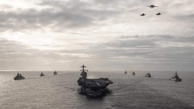 USS Gerald R. Ford in a photo exercise, 2022 (USN file image)