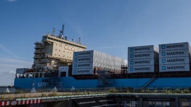 The methanol-fueled boxship Laura Maersk on her maiden voyage (iStock)