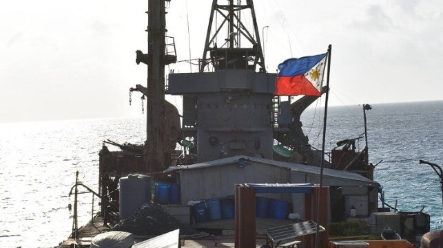 The Philippine armed forces outpost aboard a grounded WWII LST at Second Thomas Shoal (Armed Forces of the Philippines)