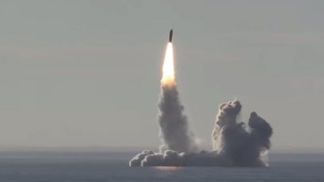 Watch: Russian Submarine Fires Ballistic Missiles