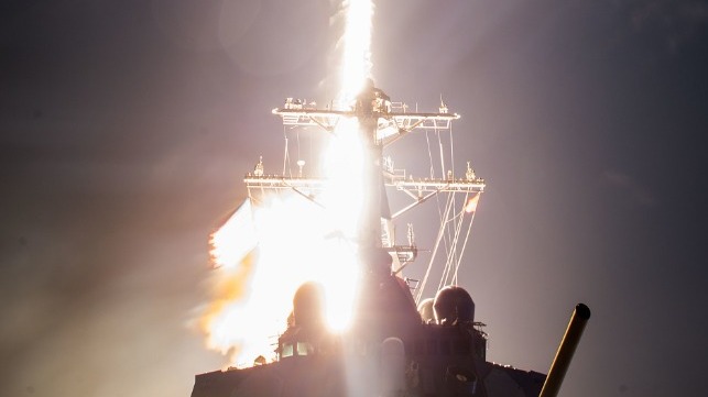 A U.S. Navy destroyer launches an antiaircraft missile (USN file image)