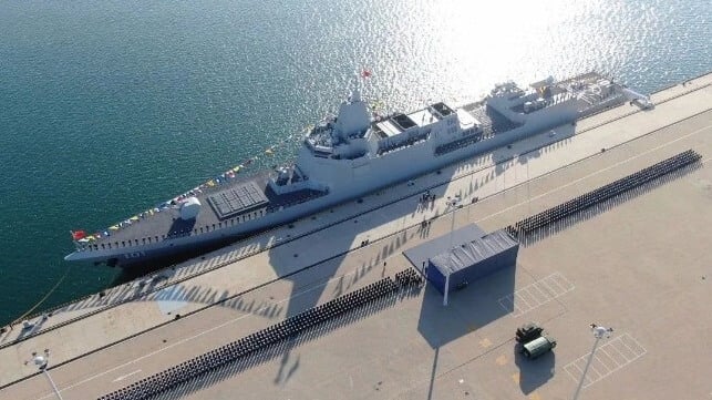 A new PLA Navy destroyer at delivery from China State Shipbuilding Corporation (CSSC file image)